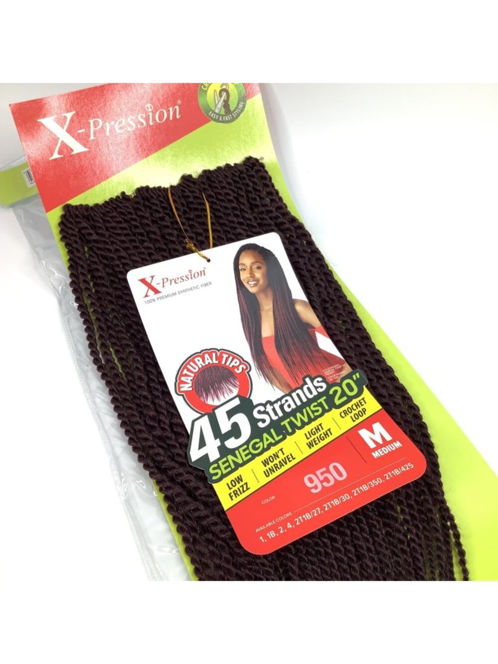 X-Pression Senegal Twist 20" Hair Extensions 45 Strands Color 950 Crochet Loop